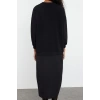 Fashion Style Regular Crew Neck Maxi Length Hijab Woven Shirt Detailed Knitted Dress