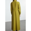 Fashion Style Regular Shirt Collar Long Hijab Waist Tied Woven Aerobin Dress