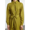 Fashion Style Regular Shirt Collar Long Hijab Waist Tied Woven Aerobin Dress