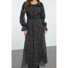 Fashion Style Regular Baby Collar Long Hijab Collar Detailed Woven Dress