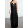Moda Regular Midi Length Hijab Knitted Long Sleeve T-Shirt-String Woven Satin Dress 2 Piece Set