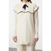 Style Women Modern Fashion Normal Waist Straight Leg V Neck Black Piping Collar Detailed Knitwear Top-Bottom Set
