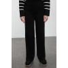 Style Women Modern Fashion Normal Waist Straight Leg V Neck Stone Striped Ribbed Knitwear Top-Bottom Set