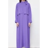Fashion Style Regular Neckline Maxi Length Hijab Collar Tie Detailed Woven Dress