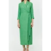 Fashion Style Fitted Double Breasted Maxi Length Hijab Linen Look Woven Dress