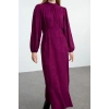 Fashion Style Regular Crew Neck Maxi Length Hijab Jacquard Floral Woven Dress