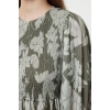 Moda Stil Regular Bisiklet Yaka Maxi Boy Tesettür Çiçek Baskılı Beden Gipeli Dokuma Elbise