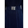 Fashion Style Regular Crew Neck Maxi Length Hijab Pleated Belt Detailed Knitted Dress