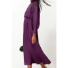 Fashion Style Regular Stand Collar Maxi Length Hijab Aller Piece Detailed Woven Dress