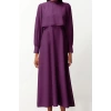 Fashion Style Regular Stand Collar Maxi Length Hijab Aller Piece Detailed Woven Dress