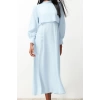Fashion Style Regular Stand Collar Maxi Length Hijab Aller Piece Detailed Woven Dress