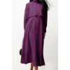 Fashion Style Regular Stand Collar Maxi Length Hijab Aller Piece Detailed Woven Dress
