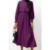 Fashion Style Regular Stand Collar Maxi Length Hijab Aller Piece Detailed Woven Dress