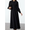 Fashion Style Regular Baby Collar Maxi Length Hijab Button Detailed Woven Dress