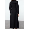 Fashion Style Regular Baby Collar Maxi Length Hijab Button Detailed Woven Dress