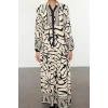 Fashion Style Relaxed Judge Collar Maxi Length Hijab Floral Viscose Woven Dress