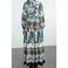 Fashion Style Relaxed Judge Collar Maxi Length Hijab Floral Viscose Woven Dress