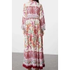 Fashion Style Relaxed Judge Collar Maxi Length Hijab Floral Viscose Woven Dress