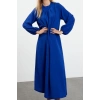 Fashion Style Relaxed Crew Neck Maxi Length Hijab Comfortable Cut Balloon Sleeve Aerobin Woven Dress
