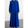 Fashion Style Relaxed Crew Neck Maxi Length Hijab Comfortable Cut Balloon Sleeve Aerobin Woven Dress