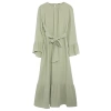 Fashion Style Relaxed Crew Neck Maxi Length Hijab Skirt Ruffle Muslin Woven Dress