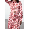 Fashion Style Relaxed Judge Collar Maxi Length Hijab Floral Patterned Woven Dress