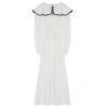 Fashion Style Regular Baby Collar Maxi Length Hijab Collar Piping Detailed Belted Woven Dress