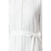 Fashion Style Regular Shirt Collar Maxi Length Hijab Linen Look Skirt Frilled Belted Woven Dress