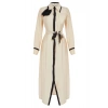 Moda Regular Shirt Collar Maxi Length Hijab Black Piping and Rose Detailed Belted Woven Shirt Dress