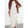 Fashion Style Regular Crew Neck Maxi Length Hijab Crepe Woven Undershirt Lining Dress