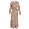 Fashion Style Regular Double Breasted Maxi Length Hijab Mono Patterned Belted Satin Woven Dress