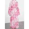 Fashion Style Regular V Neck Maxi Length Hijab Lined Woven Chiffon Floral Patterned Dress