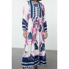 Fashion Style Relaxed Judge Collar Long Hijab Viscose Woven Patterned Dress