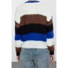 Style Modern Women Regular Low Sleeve Crew Neck Soft Texture Color Block Knit Sweater