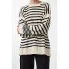 Style Modern Women Regular Low Sleeve Crew Neck Striped Knitwear Sweater