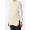 Style Modern Women Regular Standard Sleeve Crew Neck Button Detail Knitted Sweater