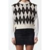 Style Modern Women Regular Standard Sleeve Crew Neck Diamond Patterned Knit Sweater