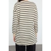 Tesettür Tarz Oversize Bisiklet Yaka Düşük Kol Regular Taş Çizgili Örme Tunik Sweatshirt