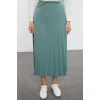 Style Women Modern Fashion Normal Waist Straight Leg Crew Neck Blouse Skirt Pleated Knitted Bottom Top Set