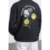 Tarz Bol Bisiklet Yaka Standart Kol Regular Smiley Lisans Unısex Geniş Kesim Sweatshirt