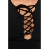 Moda Stil Relaxed Asimetrik Yaka Mini Boy A-Kesim Bağlama Detaylı Örme Kısa Şık Abiye Elbise