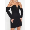 Fashion Style Regular V Neck Mini Length Body-fitting Woven Short Elegant Evening Dress