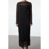 Fashion Style Fitted Boat Neck Midi Length Bodycon Lace Chic Evening Dress