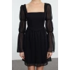 Fashion Style Fitted Square Neck Mini Length A-Line Woven Chiffon Woven Short Elegant Evening Dress