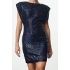 Fashion Style Fitted Crew Neck Mini Length Glitter Knitted Sequin Short Dress