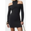 Fashion Style Fitted Stand Collar Mini Length Collar Detailed Knitted Short Elegant Evening Dress