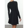 Fashion Style Fitted Crew Neck Mini Length A-Line Heart Detailed Knitted Short Elegant Evening Dress
