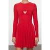 Fashion Style Fitted Crew Neck Mini Length A-Line Heart Detailed Knitted Short Elegant Evening Dress