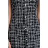 Fashion Style Fitted Square Collar Mini Length Stone Accessory Glittery Tweed Woven Short Dress