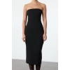 Fashion Style Fitted Strapless Midi Length Body-Smoothing Knitted Dress